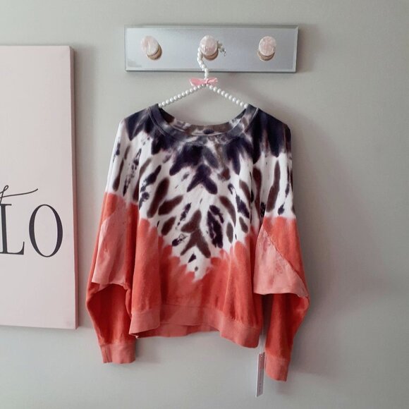 NWT YFB tie dye crew neck sweatshirt and shorts coordinated loungewear set, L - Picture 10 of 14